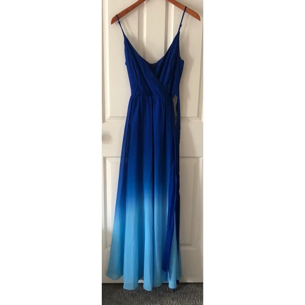 Women's Premier Amour Blue Ombre Sleeveless Maxi Dress Size 4 - Picture 2 of 15
